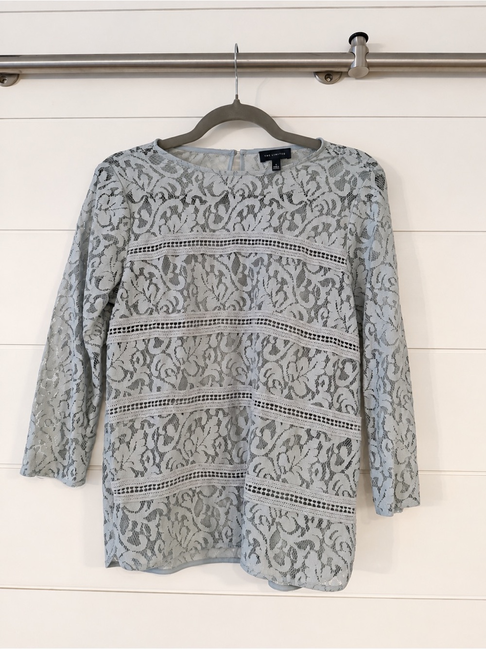 The Limited Light Blue Lace Long Sleeve Top